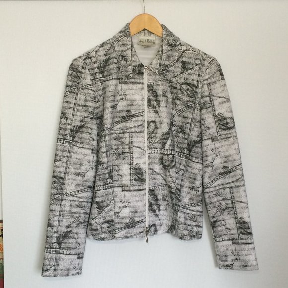 Joseph Ribkoff Womens Full Zip Jacket Sz 8 Black White Striped Long Sleeve Lined - Picture 1 of 7